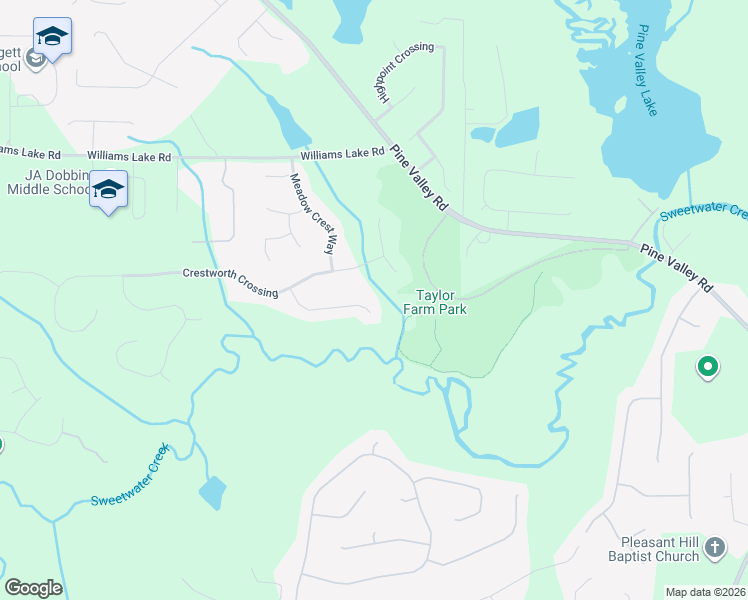 map of restaurants, bars, coffee shops, grocery stores, and more near 219 Crestworth Court in Powder Springs