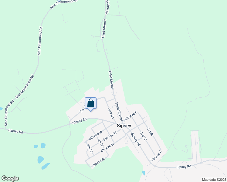 map of restaurants, bars, coffee shops, grocery stores, and more near 6470 3rd Street in Sipsey