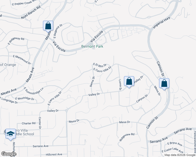 map of restaurants, bars, coffee shops, grocery stores, and more near 18812 Smoketree Circle in Villa Park