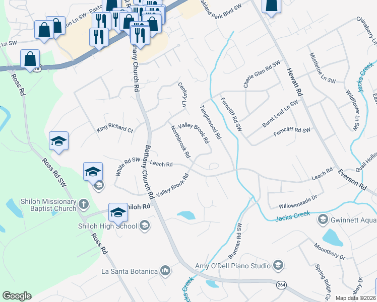 map of restaurants, bars, coffee shops, grocery stores, and more near 2478 Northbrook Rd in Snellville