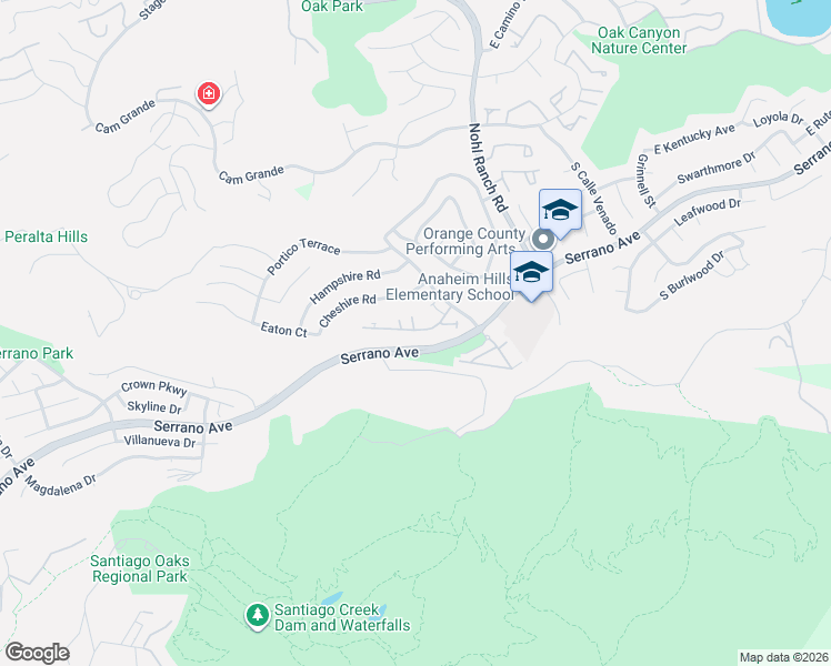map of restaurants, bars, coffee shops, grocery stores, and more near 8301 East Loftwood Lane in Orange