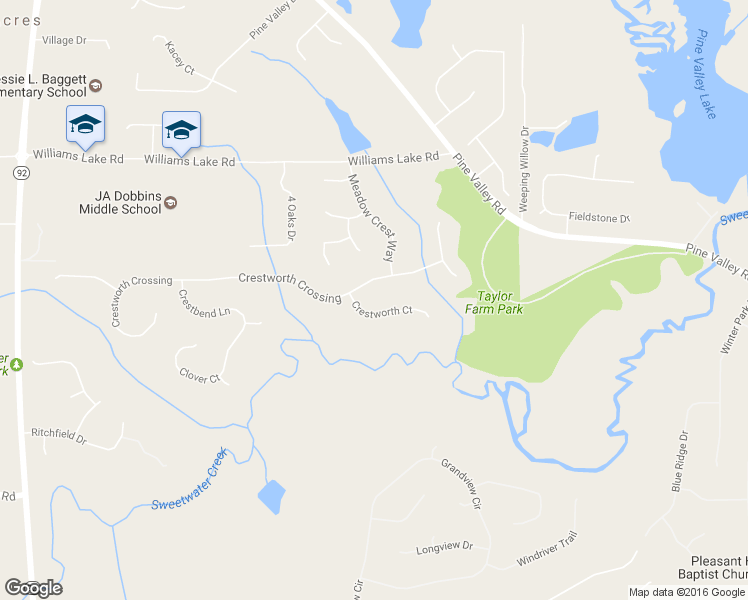map of restaurants, bars, coffee shops, grocery stores, and more near 193 Crestworth Court in Powder Springs