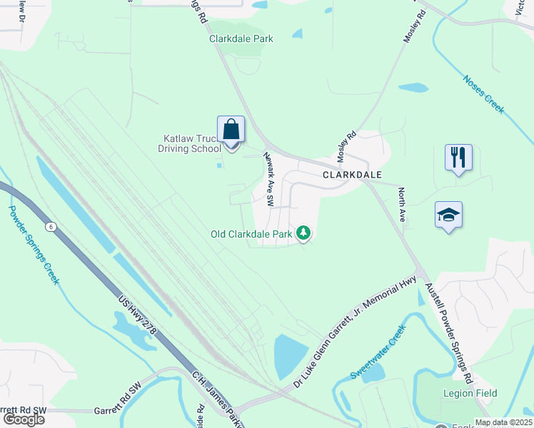 map of restaurants, bars, coffee shops, grocery stores, and more near 3473 Bothwell Street in Clarkdale