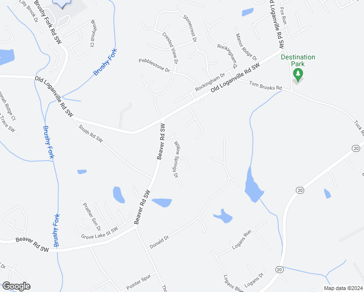 map of restaurants, bars, coffee shops, grocery stores, and more near 4220 Willow Springs Drive in Loganville