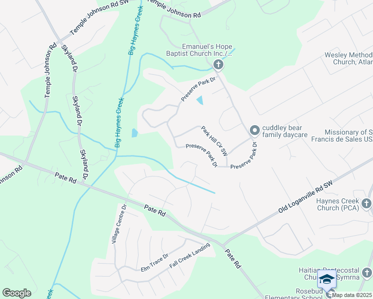 map of restaurants, bars, coffee shops, grocery stores, and more near 827 Preserve Park Drive in Loganville