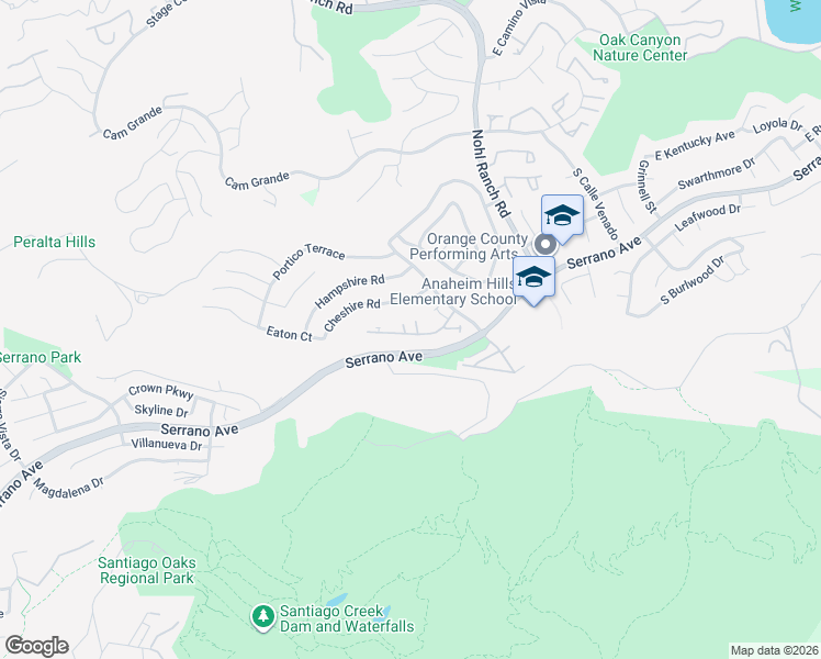 map of restaurants, bars, coffee shops, grocery stores, and more near 8314 East Loftwood Lane in Orange