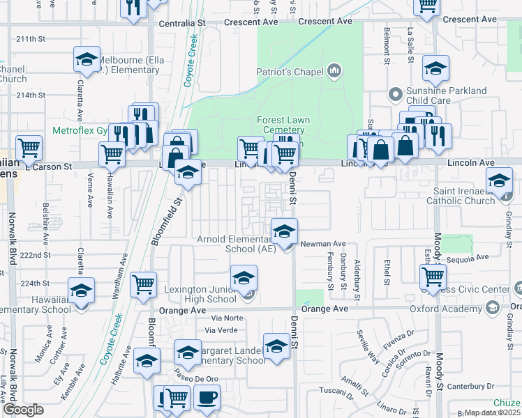 map of restaurants, bars, coffee shops, grocery stores, and more near 4443 Casa Grande Circle in Cypress