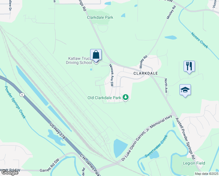 map of restaurants, bars, coffee shops, grocery stores, and more near 3473 Bothwell Street in Clarkdale