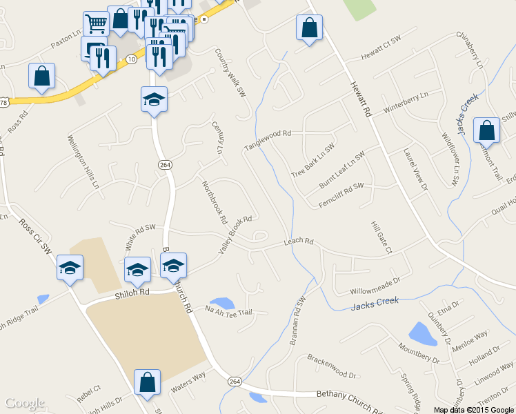 map of restaurants, bars, coffee shops, grocery stores, and more near 3968 Valley Brook Road in Snellville