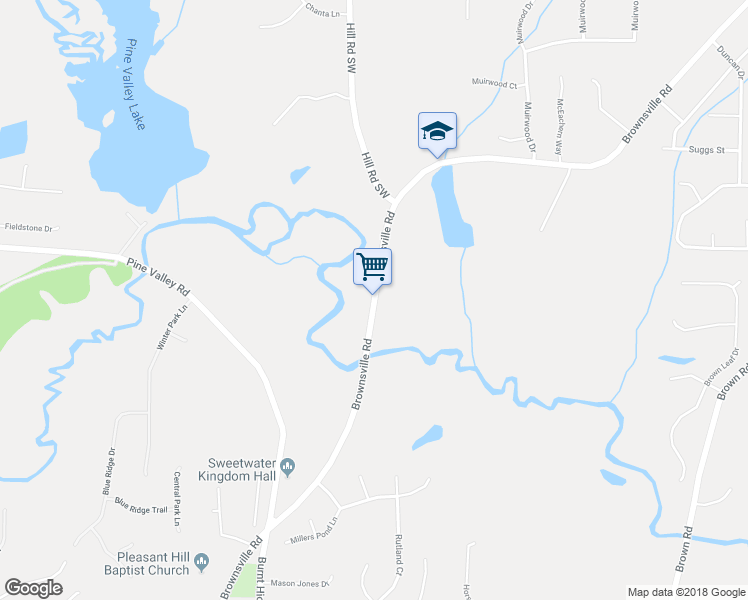 map of restaurants, bars, coffee shops, grocery stores, and more near 5231 Brownsville Road in Powder Springs