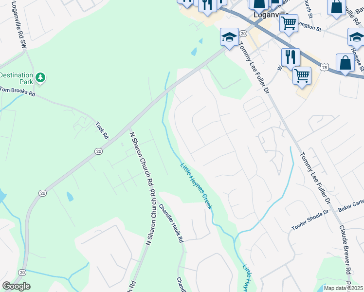 map of restaurants, bars, coffee shops, grocery stores, and more near 177 Holly Court in Loganville