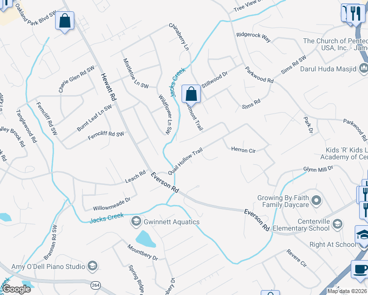 map of restaurants, bars, coffee shops, grocery stores, and more near 3710 Erdly Lane in Snellville
