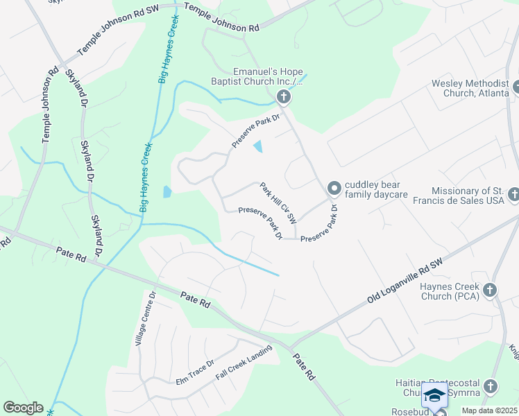 map of restaurants, bars, coffee shops, grocery stores, and more near 882 Preserve Park Drive in Loganville