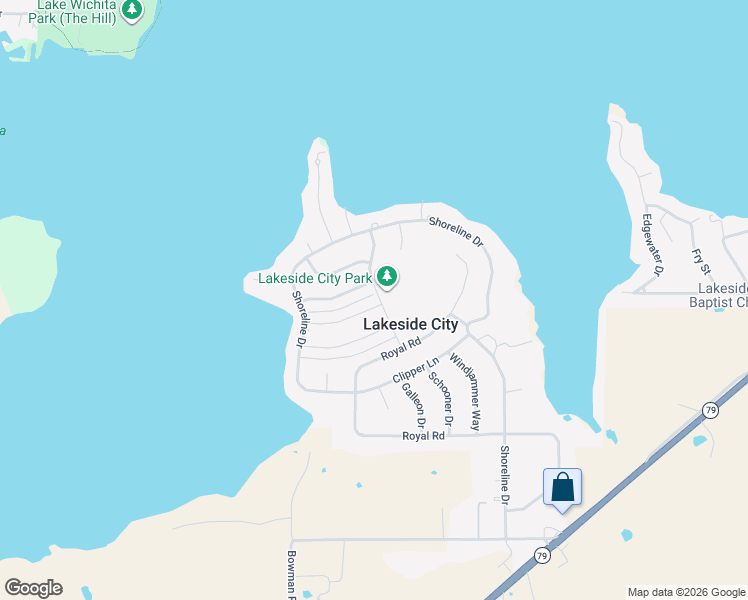 map of restaurants, bars, coffee shops, grocery stores, and more near 301 Seabea Drive in Wichita Falls