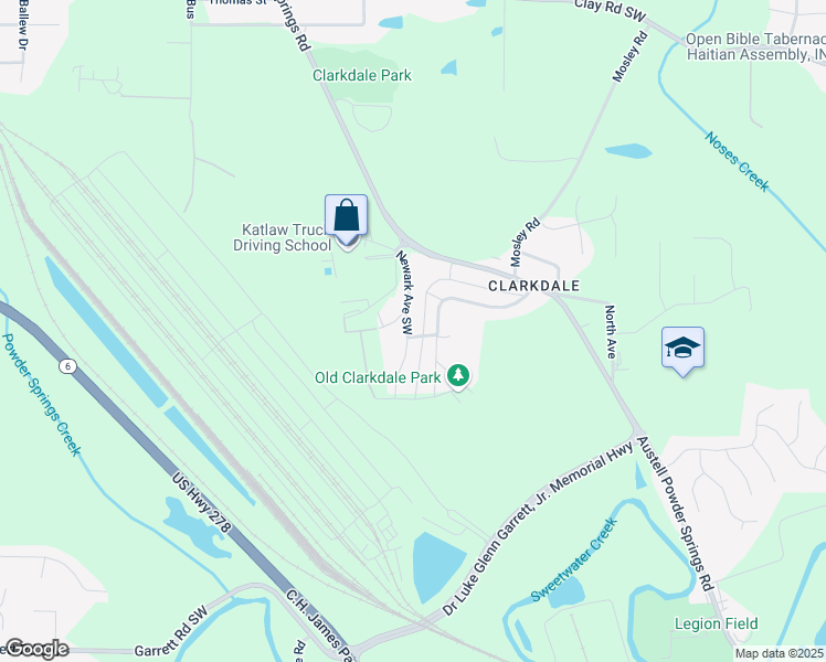map of restaurants, bars, coffee shops, grocery stores, and more near 5121 Newark Avenue Southwest in Cobb County
