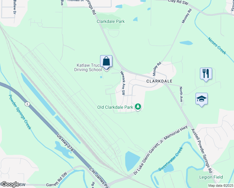 map of restaurants, bars, coffee shops, grocery stores, and more near 3473 Bothwell Street in Clarkdale