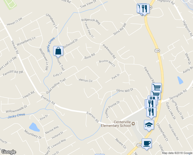map of restaurants, bars, coffee shops, grocery stores, and more near 3370 Quail Hollow Trail in Snellville
