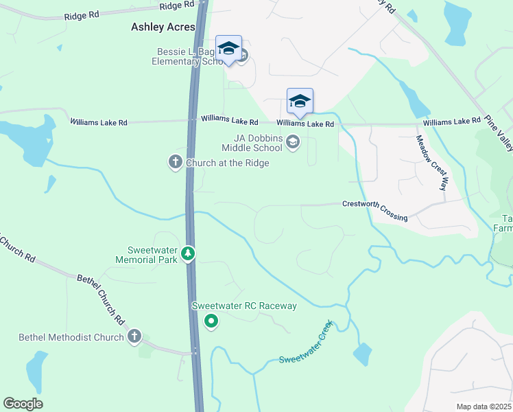 map of restaurants, bars, coffee shops, grocery stores, and more near 878 Crestworth Crossing in Powder Springs