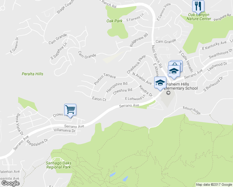 map of restaurants, bars, coffee shops, grocery stores, and more near 7980 Cheshire Road in Orange