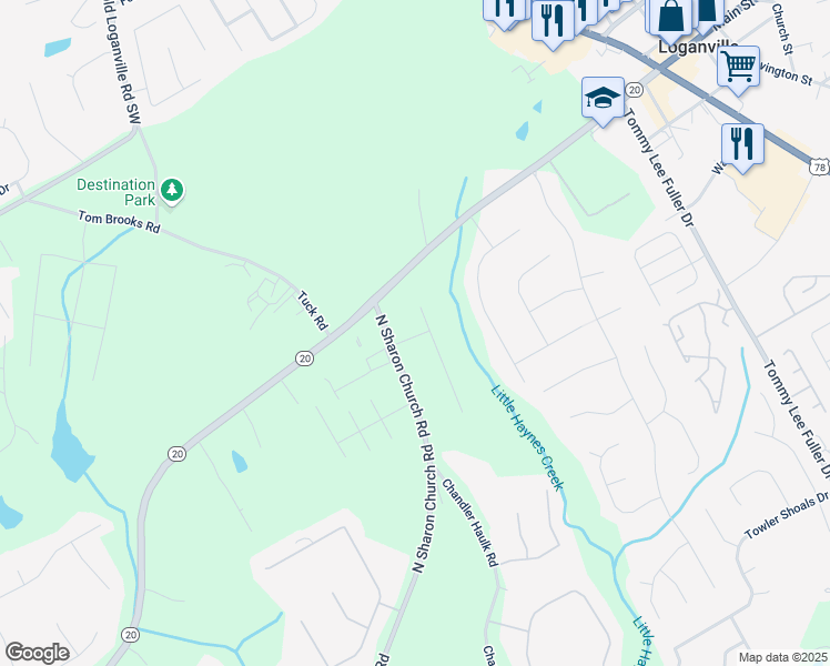map of restaurants, bars, coffee shops, grocery stores, and more near in Loganville