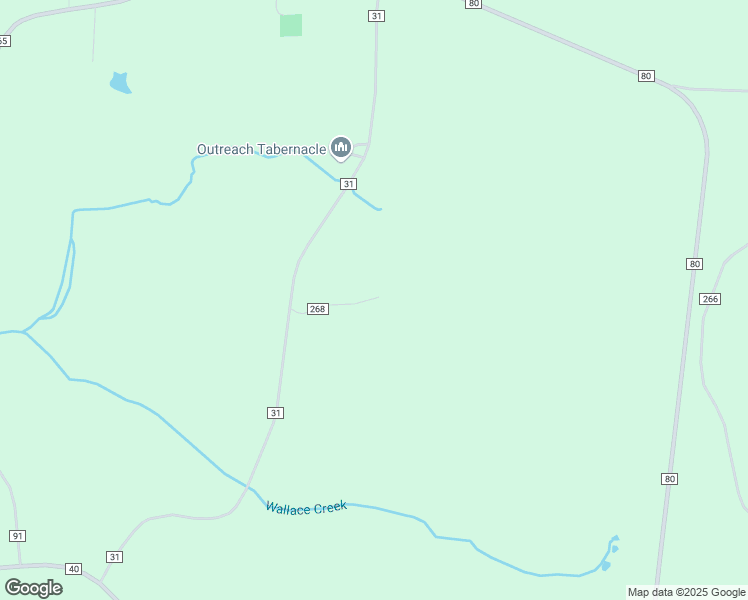 map of restaurants, bars, coffee shops, grocery stores, and more near 265 County Road 268 in Muscadine