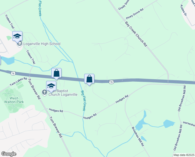 map of restaurants, bars, coffee shops, grocery stores, and more near 3045 U.S. 78 in Loganville