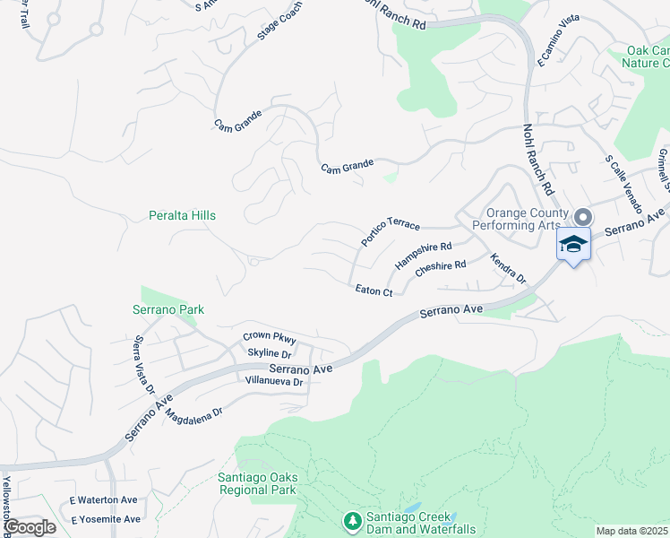 map of restaurants, bars, coffee shops, grocery stores, and more near 2437 Eaton Court in Orange
