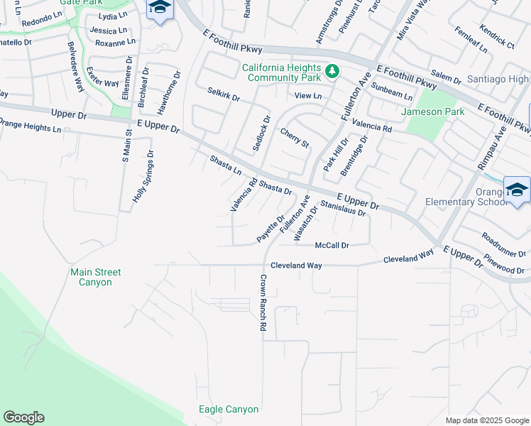 map of restaurants, bars, coffee shops, grocery stores, and more near 869 Payette Drive in Corona