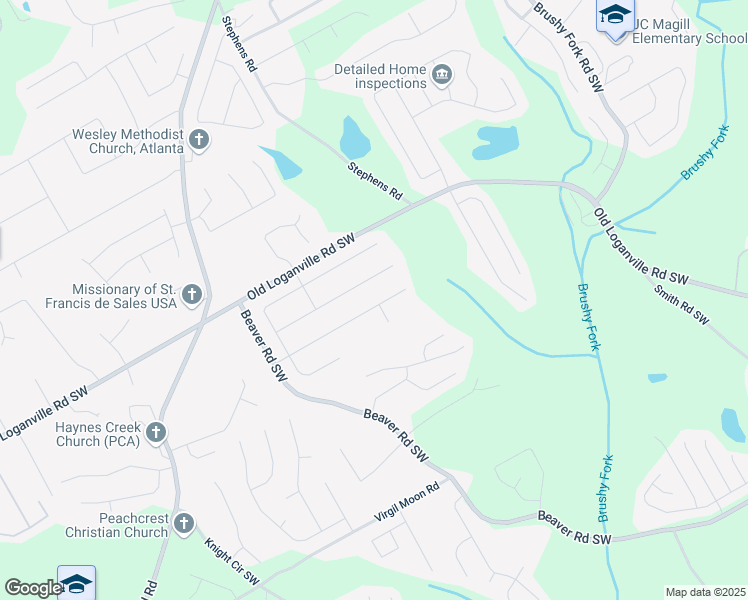 map of restaurants, bars, coffee shops, grocery stores, and more near 1365 Juniper Springs TR Southwest in Loganville