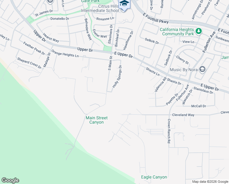 map of restaurants, bars, coffee shops, grocery stores, and more near 3995 Holly Springs Drive in Corona