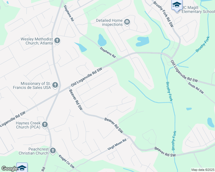map of restaurants, bars, coffee shops, grocery stores, and more near 1365 Juniper Springs TR Southwest in Loganville