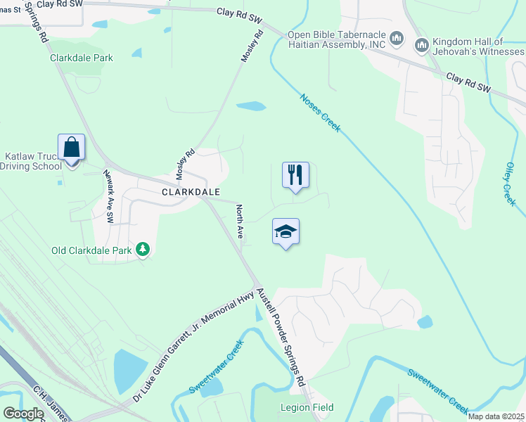 map of restaurants, bars, coffee shops, grocery stores, and more near 5073 Hyacinth Lane in Austell