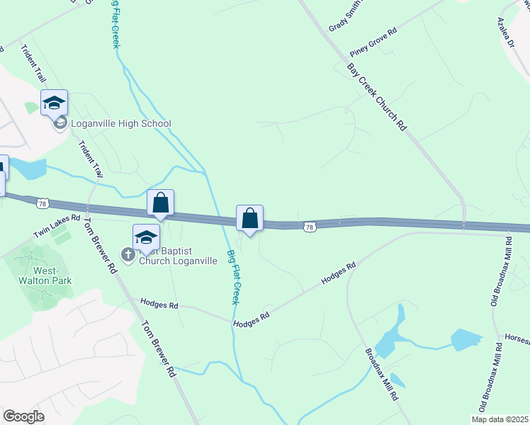 map of restaurants, bars, coffee shops, grocery stores, and more near 3045 U.S. 78 in Loganville