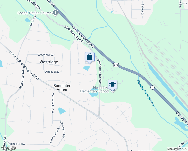 map of restaurants, bars, coffee shops, grocery stores, and more near 4217 Chads Park Drive in Powder Springs