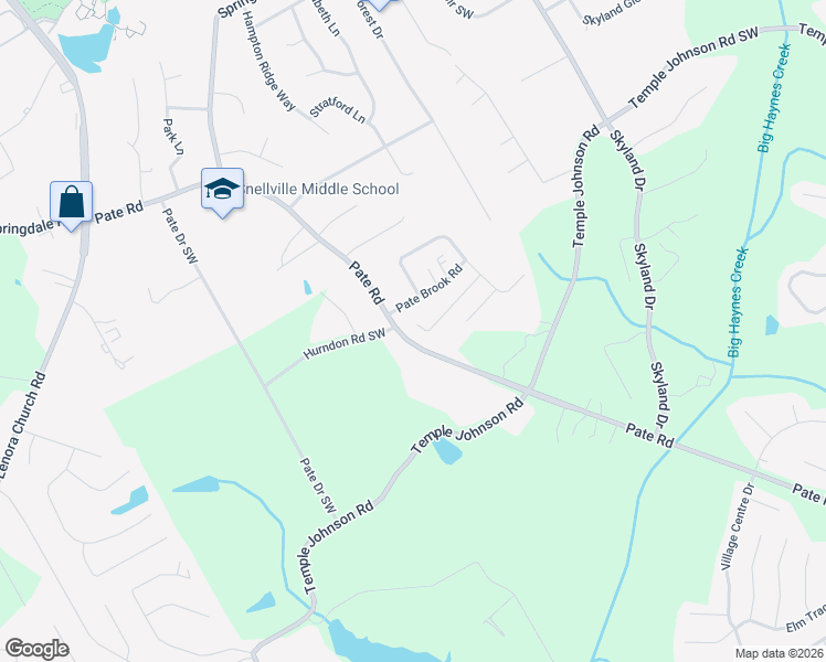 map of restaurants, bars, coffee shops, grocery stores, and more near 2472 Temple View Drive in Snellville