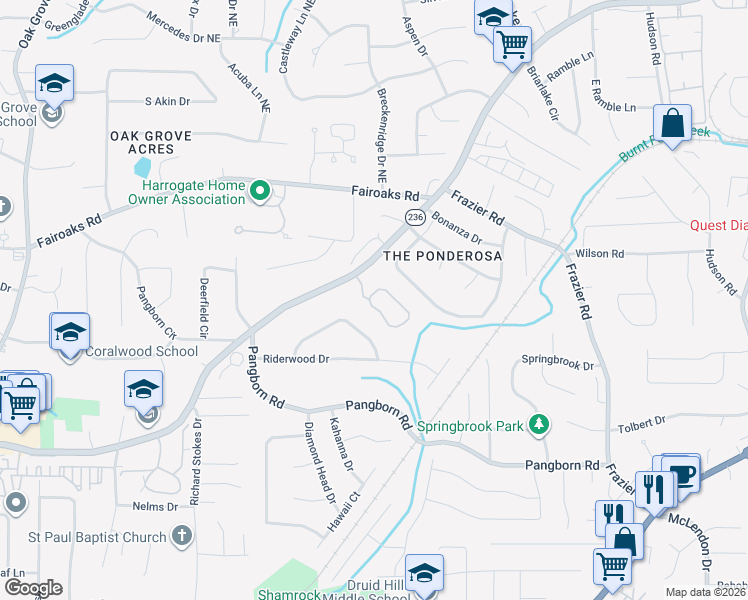 map of restaurants, bars, coffee shops, grocery stores, and more near 1528 Reserve Circle in Decatur