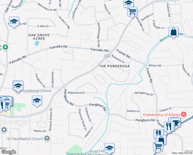 map of restaurants, bars, coffee shops, grocery stores, and more near 1528 Reserve Circle in Decatur