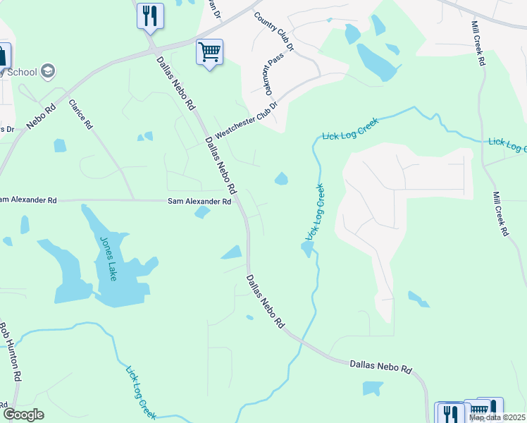 map of restaurants, bars, coffee shops, grocery stores, and more near 117 Inverness Way in Hiram