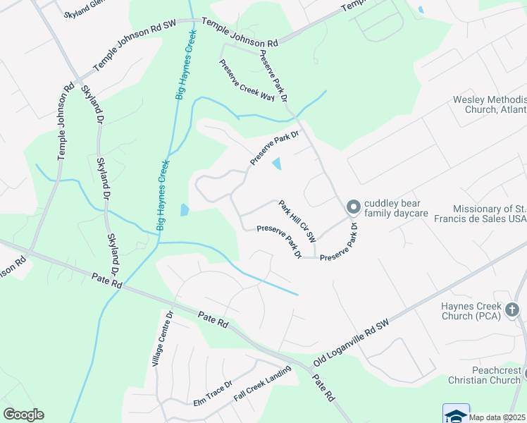 map of restaurants, bars, coffee shops, grocery stores, and more near 3525 Park Hill Circle Southwest in Loganville