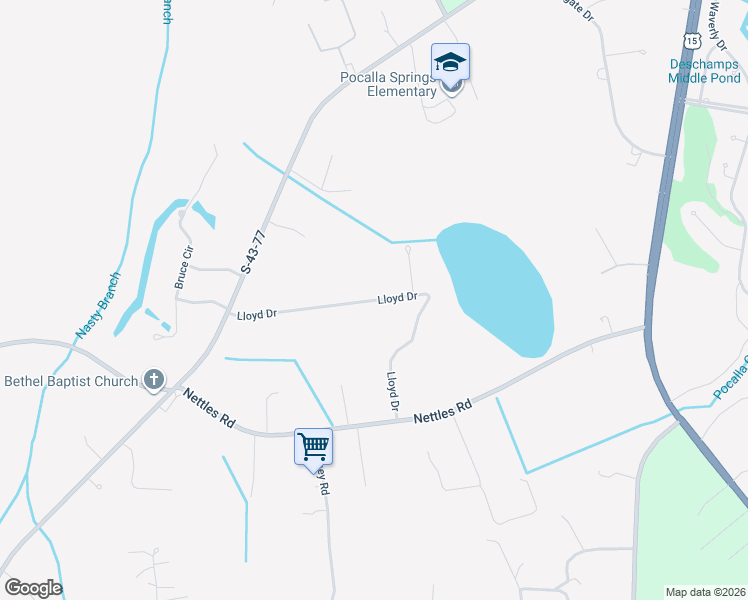 map of restaurants, bars, coffee shops, grocery stores, and more near 2215 Lloyd Drive in Sumter