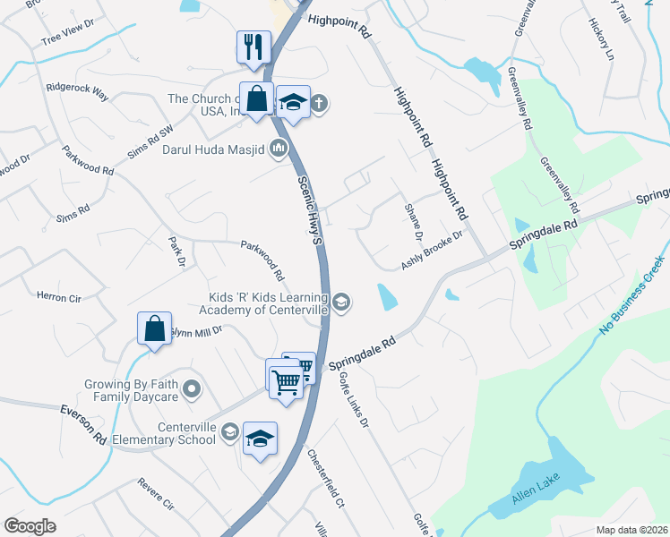 map of restaurants, bars, coffee shops, grocery stores, and more near 2865 Centerville Highway in Snellville