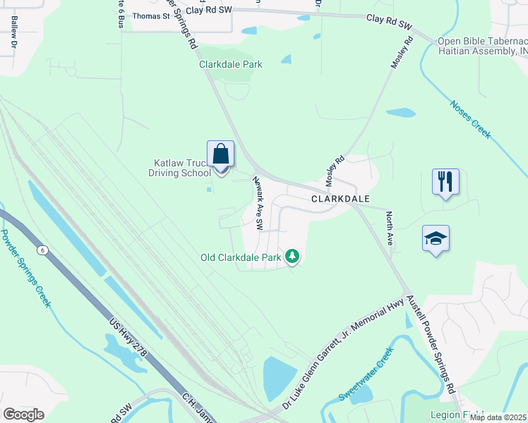 map of restaurants, bars, coffee shops, grocery stores, and more near 5091 Newark Avenue Southwest in Cobb County