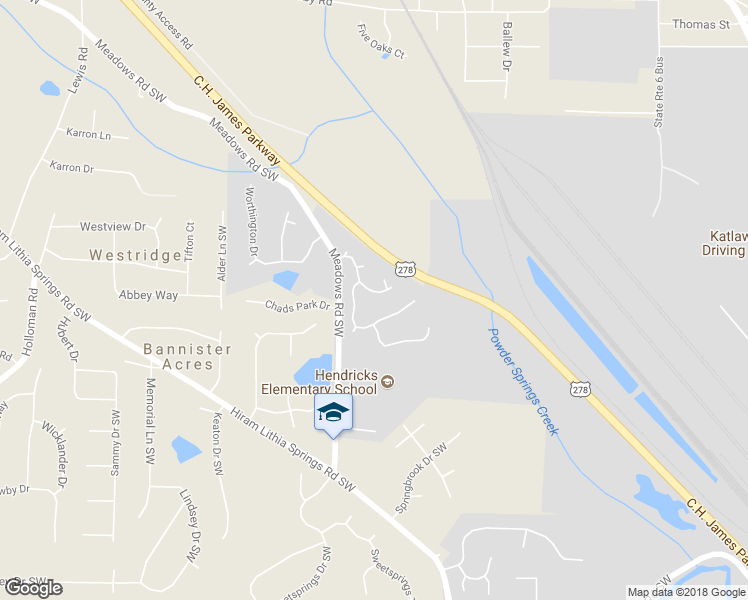 map of restaurants, bars, coffee shops, grocery stores, and more near 1160 Windbrooke Drive Southwest in Powder Springs