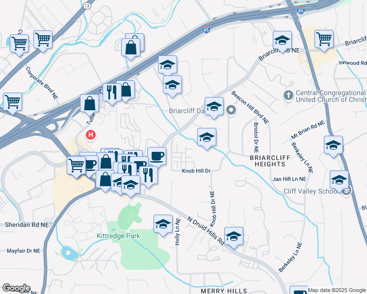 map of restaurants, bars, coffee shops, grocery stores, and more near 1704 Sabastian Point in Atlanta