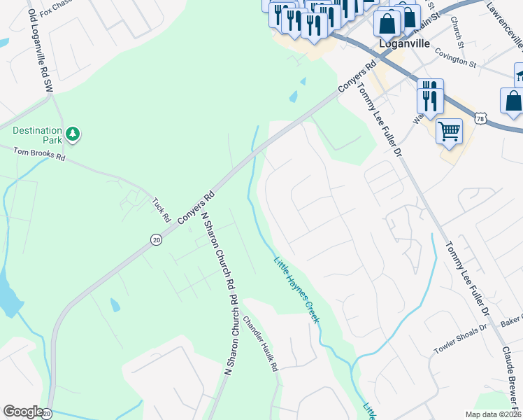 map of restaurants, bars, coffee shops, grocery stores, and more near 161 Holly Court in Loganville