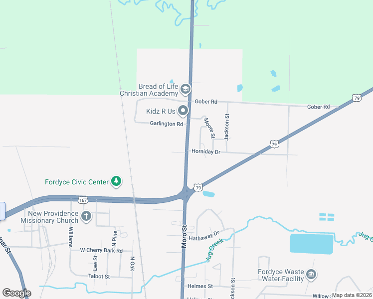 map of restaurants, bars, coffee shops, grocery stores, and more near 1954 U.S. 167 in Fordyce