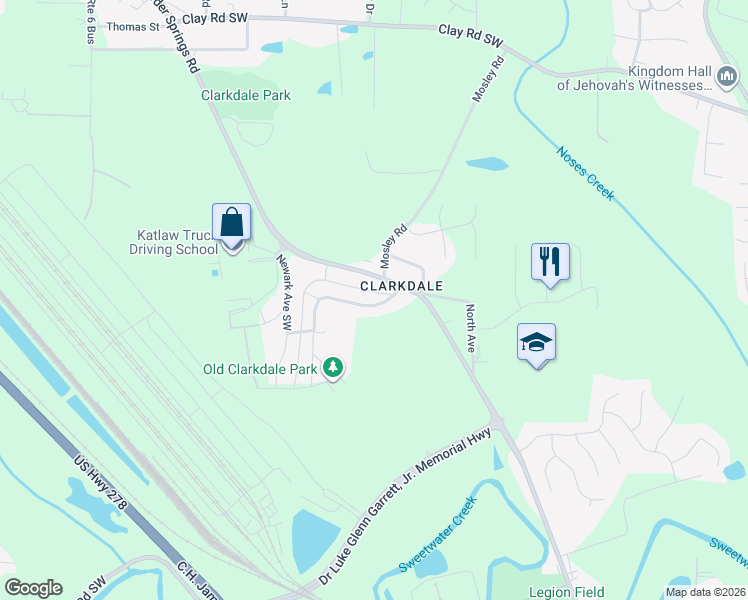 map of restaurants, bars, coffee shops, grocery stores, and more near 5070 Austell Powder Springs Road Southwest in Austell
