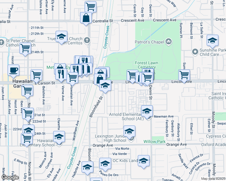 map of restaurants, bars, coffee shops, grocery stores, and more near in Cypress