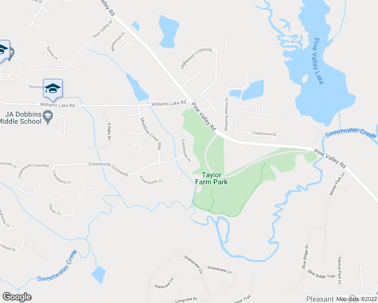 map of restaurants, bars, coffee shops, grocery stores, and more near 93 Crestworth Place in Powder Springs