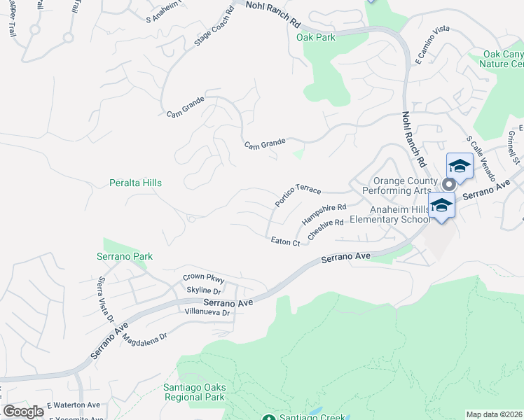 map of restaurants, bars, coffee shops, grocery stores, and more near 2560 Falconer Way in Orange